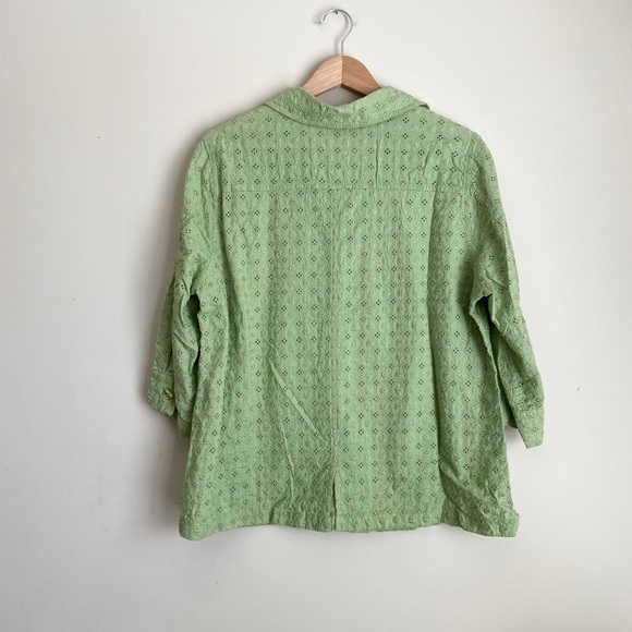 Matcha Green Eyelet Button Blouse - Picture 7 of 7